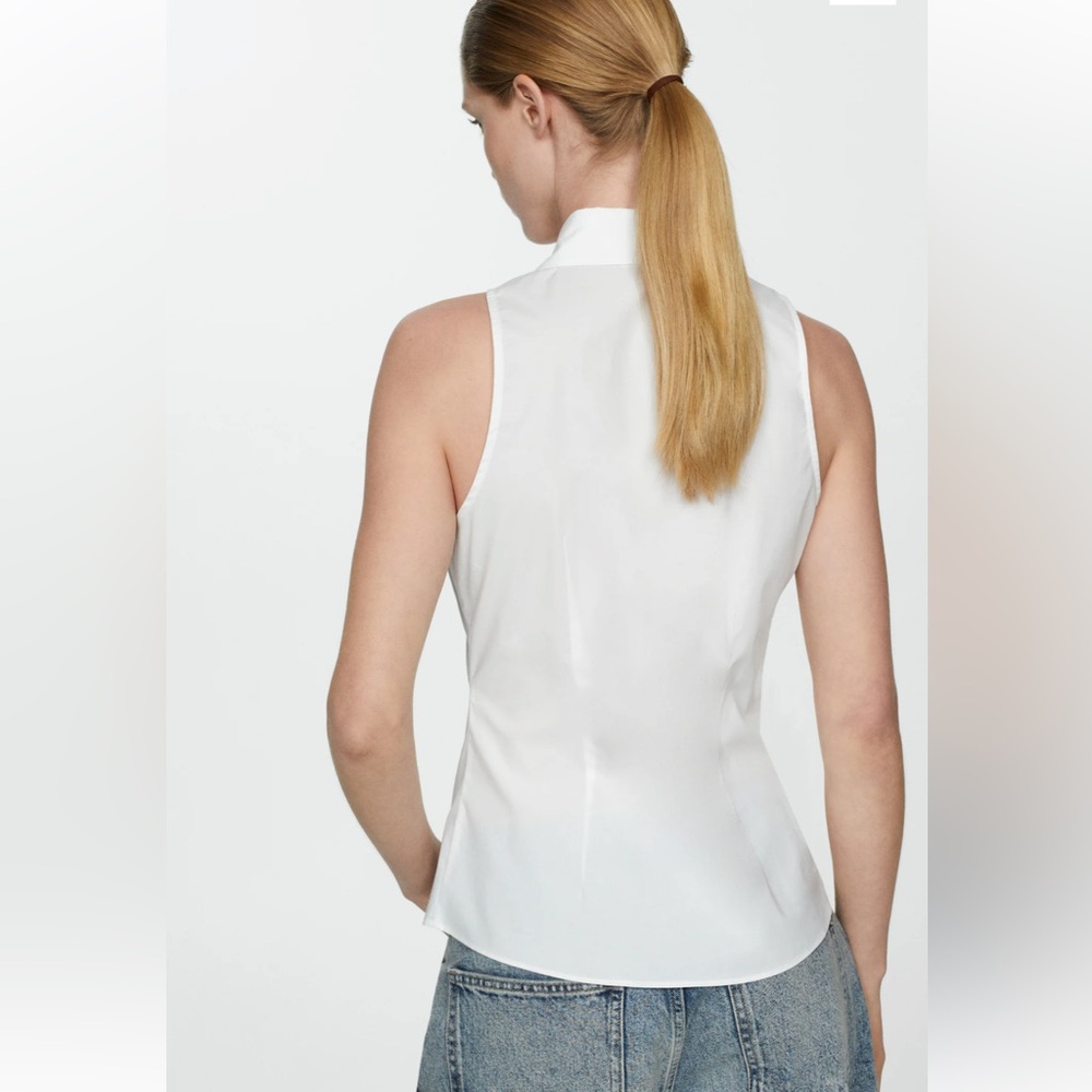 Mango white button down cotton blouse. ASO Meghan Markle.